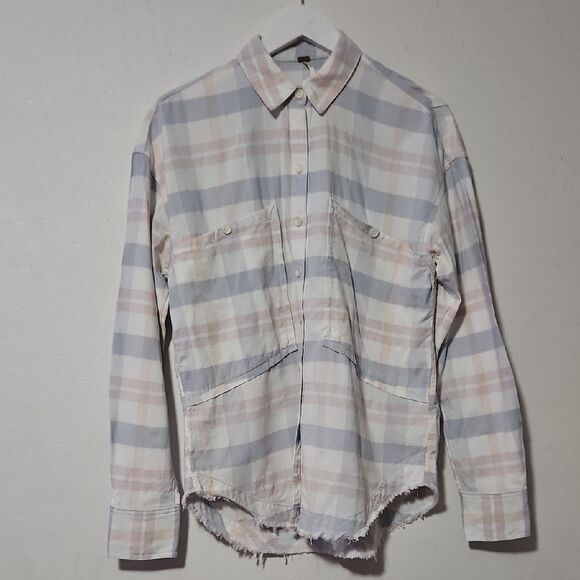 Free People Pastel Plaid Button-Up Shirt XS - Picture 1 of 6